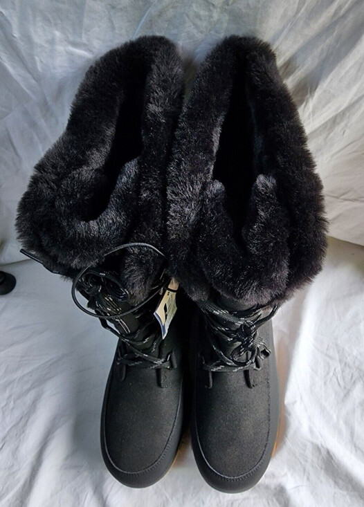 New Women Carla Tall Winter Boots Universal Thread Jet Black Water Proof Size 6 - Picture 4 of 8